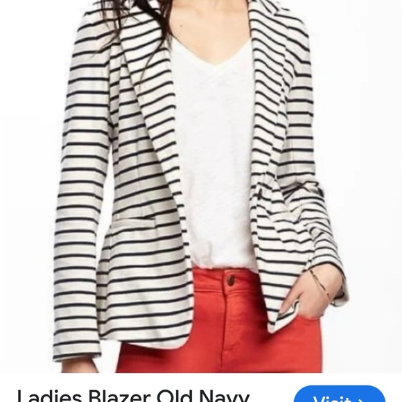 Old Navy Women's Navy Striped Blazer - Picture 2 of 8